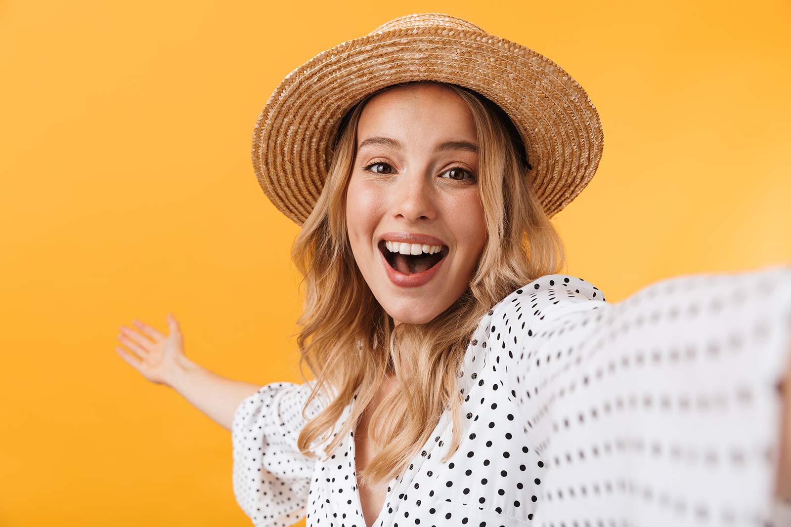 Happy woman taking a selfie